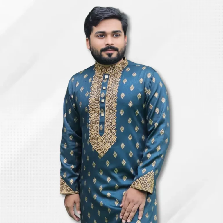 Men’s Embroidery Sea-Green Panjabi-233