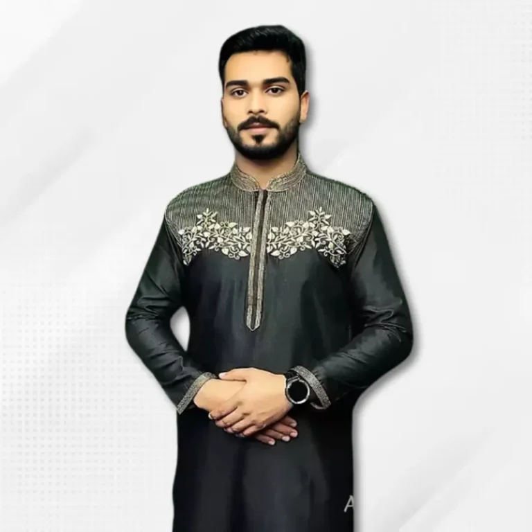 Men’s Embroidery Black Panjabi-S403